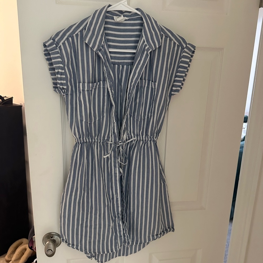 Striped button up t shirt dress